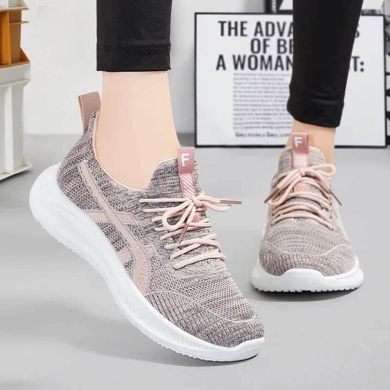 

Women's Comfy Sneakers 2023 Spring New Ladies Mesh Breathable Lace Up Casual Shoes 36-41 Large-Sized Walking Running Sport Flats