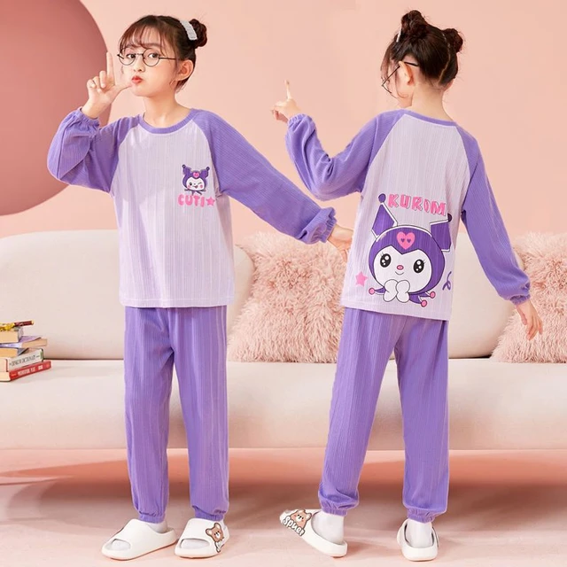 Sanrio Hello Kitty Girls Pajamas Cinnamoroll Cotton Nightwear Sleepwear  Anime Cute Long Sleeve Spring Autumn Children's Homewear 