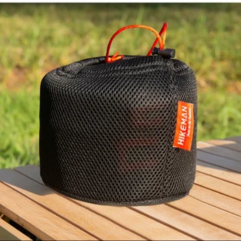 Portable Set Pot Storage Bag Mesh Fabric Ultra Light Tableware Bag Breathable Drawstring Buckle Bundle Mouth Handbag Camping