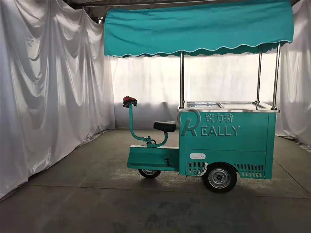 Acciaio Inossidabile Vintage Mobile Walking Ice Cream Bicicletta Congelatore Ghiaccioli Stazione Bar Portatile Soft Serve Ice Cream Bike
