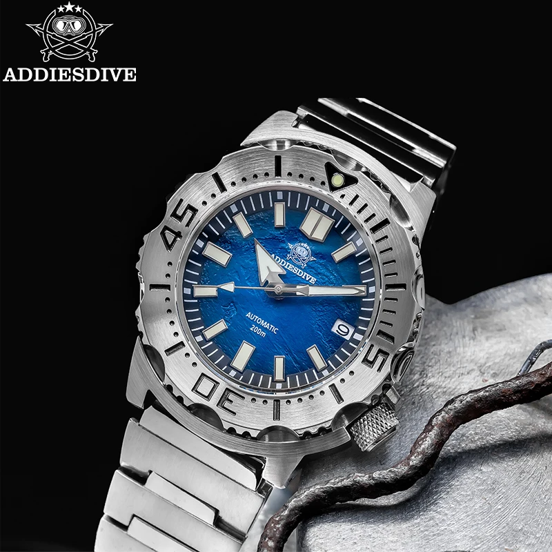 

ADDIESDIVE Monster Dive NH35 Mechanical Automatic Watch Men 42mm Dial 20ATM AR Sapphire Crystal Wristwatch Date Luminous Watch