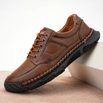 Scarpe da ginnastica classiche da uomo casual fatte a mano in pelle casual da esterno antiscivolo da corsa sicurezza comfort scarpa da guida scarpa da passeggio con bordo morbido 1