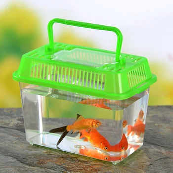 Portable Fish Tank Handheld Aquarium Fish Tank Transparent Turtle Box Pet Hamster Box Handheld Aquarium with CoverTurtle Habitat
