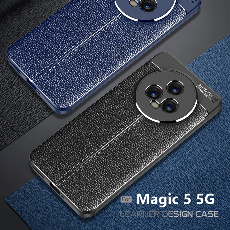 Per Honor Magic 5 5G Custodia Cover Per Magic 5 5G Capa Antiurto New Back Soft Tpu Leather Fundas Honor Magic5 Magic 5 Pro Lite 5G