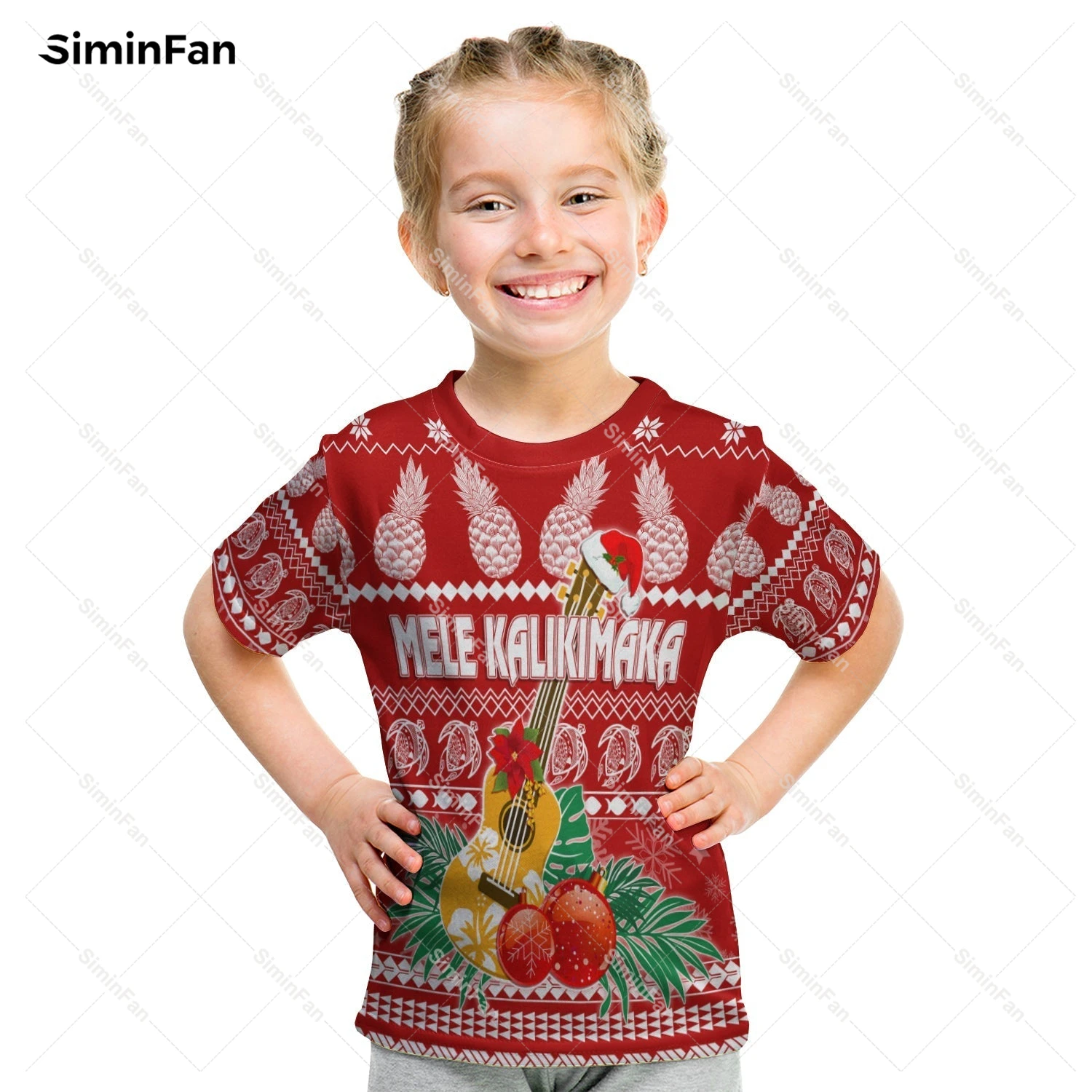 Camiseta para niños con estampado 3D de Mele Kalikimaka de Navidad de Hawái, ropa para padres e hijos, camisetas para niño y niña, camisetas de verano, ropa de calle familiar
