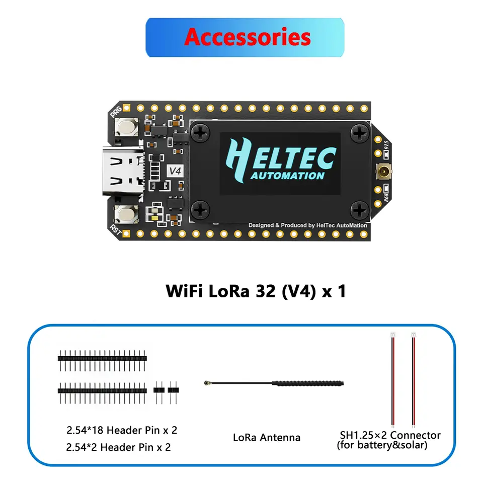 Heltec WiFi LoRa 32 V4.3 863-928MHz ESP32S3+SX1262 BLE LoRa Node, Meshtastic and LoRaWAN 0.96 inch OLED Solar Powered Dev-Board image 6