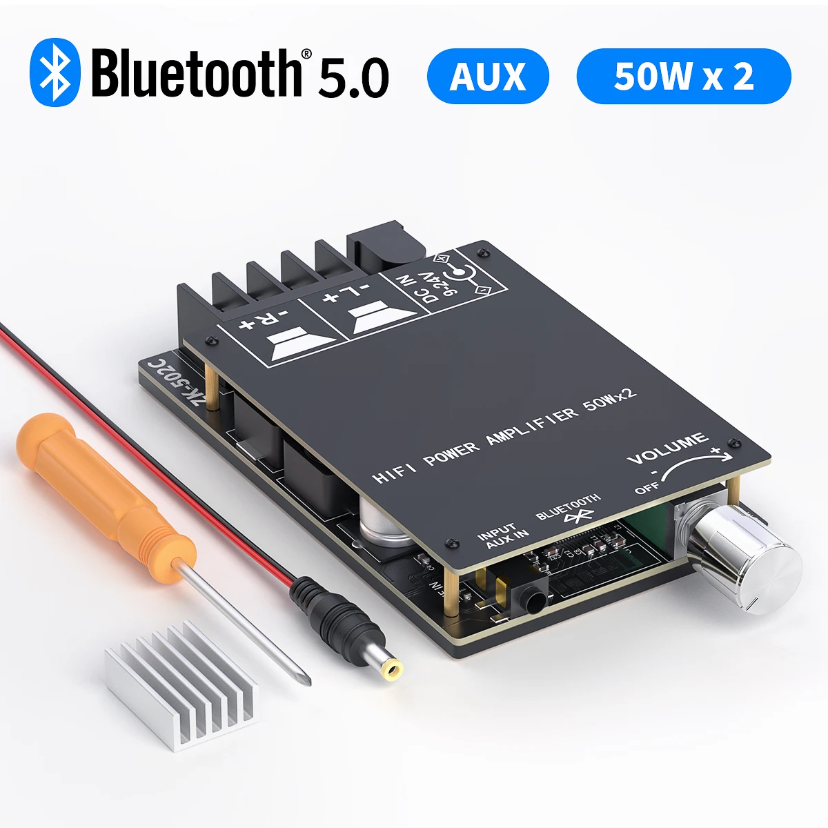 Fosi Audio Bluetooth Amplifier Board 2.0 Channel High Power Digital Amp Module 3.5mm AUX Mini Stereo Audio Amp Board 50W x2 new amplifier Audio Amplifier Boards