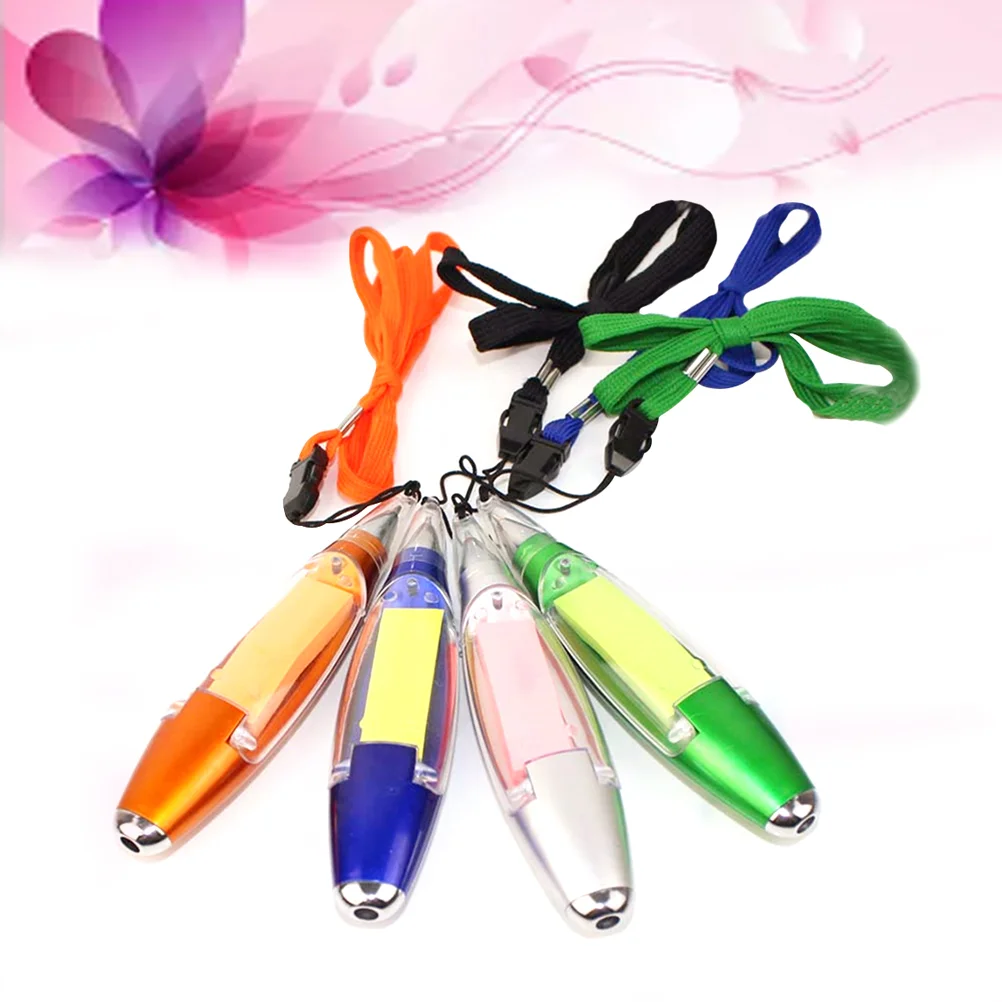 

4- Piece Ballpoint Pen with Light and Lanyard Pens Set for Portable Outdoor Work Home Office Supplies