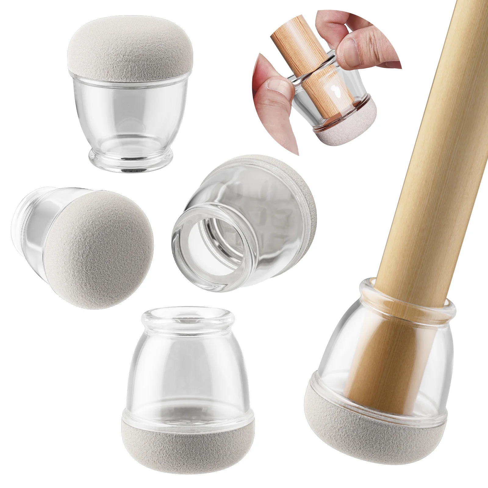 Set of 16 Clear Silicone Chair Leg Floor Protector Covers – Noise-Reducing Furniture Feet Guards