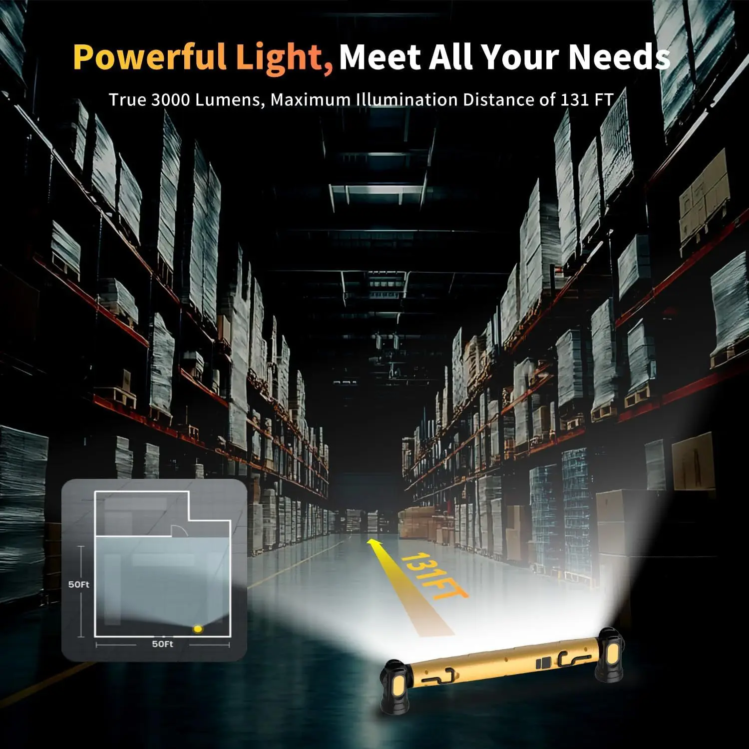 Magnetic led work light work light Built-in Rechargeable Battery Underhood Work Lamp Bar Car Repair Outdoor lighting