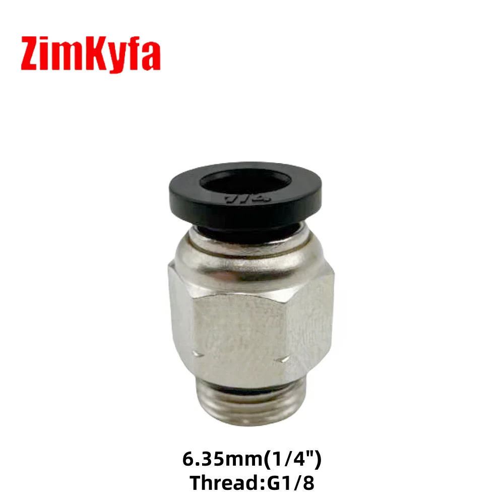 ข้อต่อลมแบบตรง สีดำ ตัวผู้ แบบเร็ว สำหรับสายลม อุปกรณ์อะแดปเตอร์ลม เกลียว G1/8 ขนาดเส้นผ่านศูนย์กลาง 6.35 มม. 1