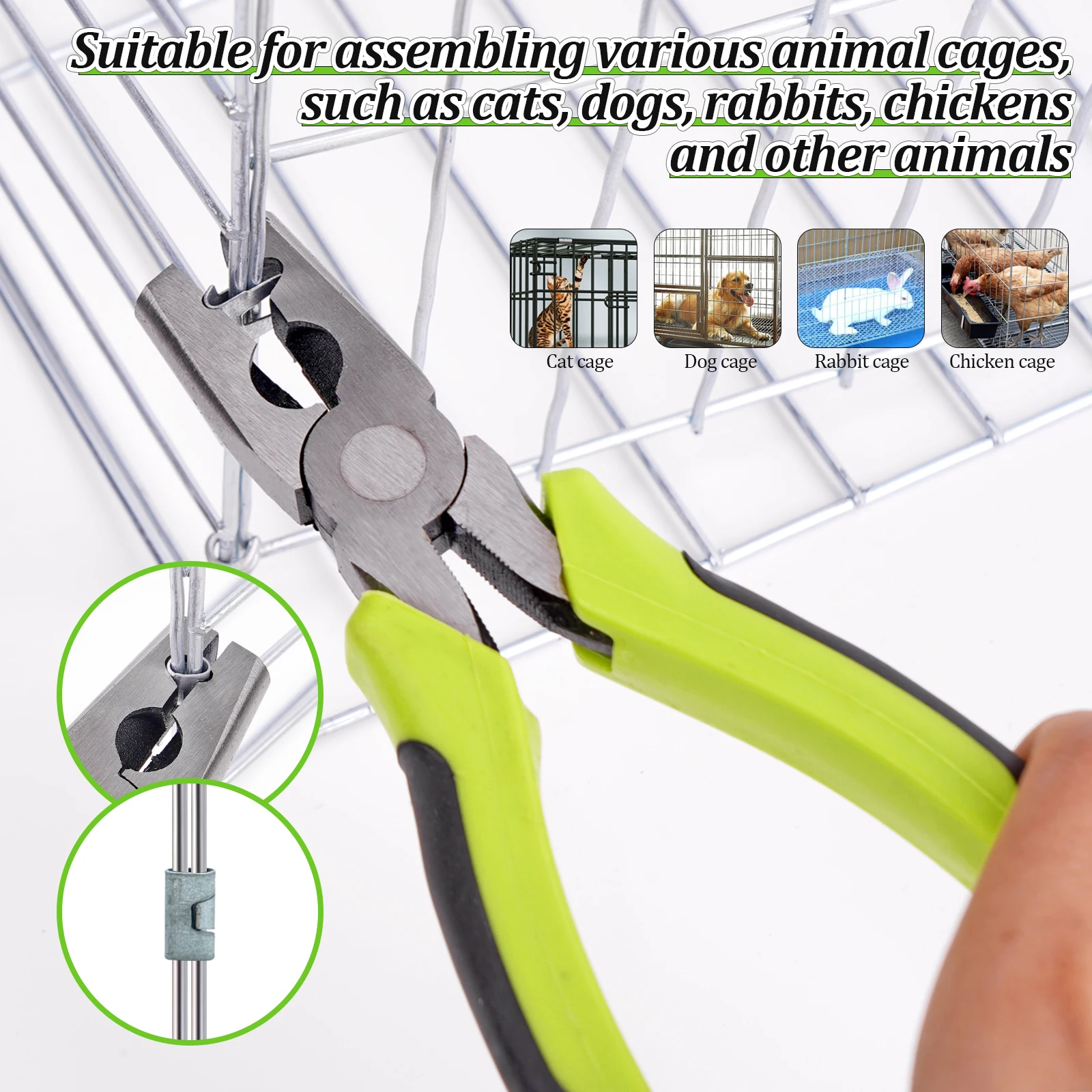 New Cage Assembly Pliers Chicken Rabbit Cat Dog Cage Fastening Accessories + Buckle Nails Installation Repair Tools Cage Pliers 3