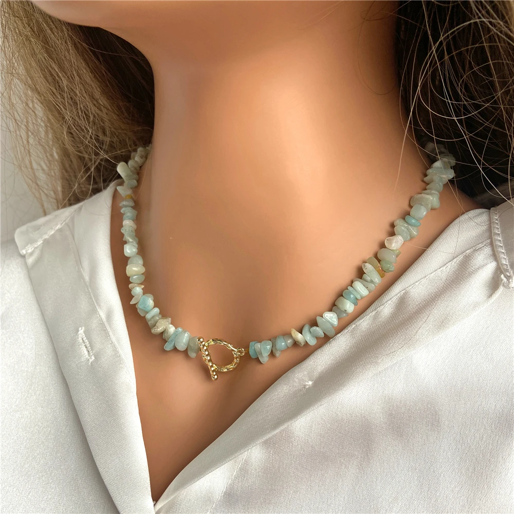 Fashion Necklace Healing Bohemian Gem Gravel Natural Semi-precious Stone Necklace Women's Fashion Necklace Jewelry Collares Para Mujer Female