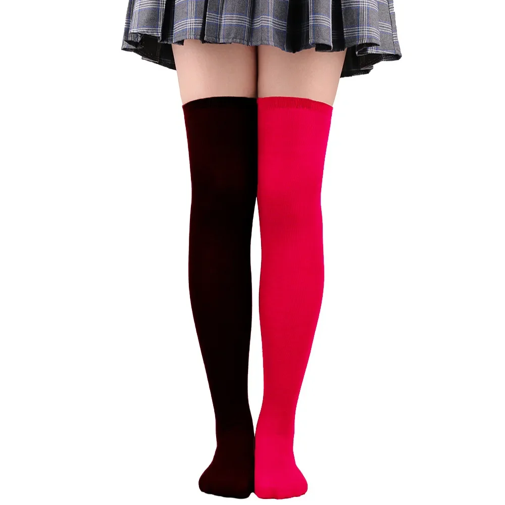Chaussettes Hautes Rayées Femme - Motif Arlequin/Clown - Pour Cosplay, Halloween, Déguisement - Lot De 2 Paires