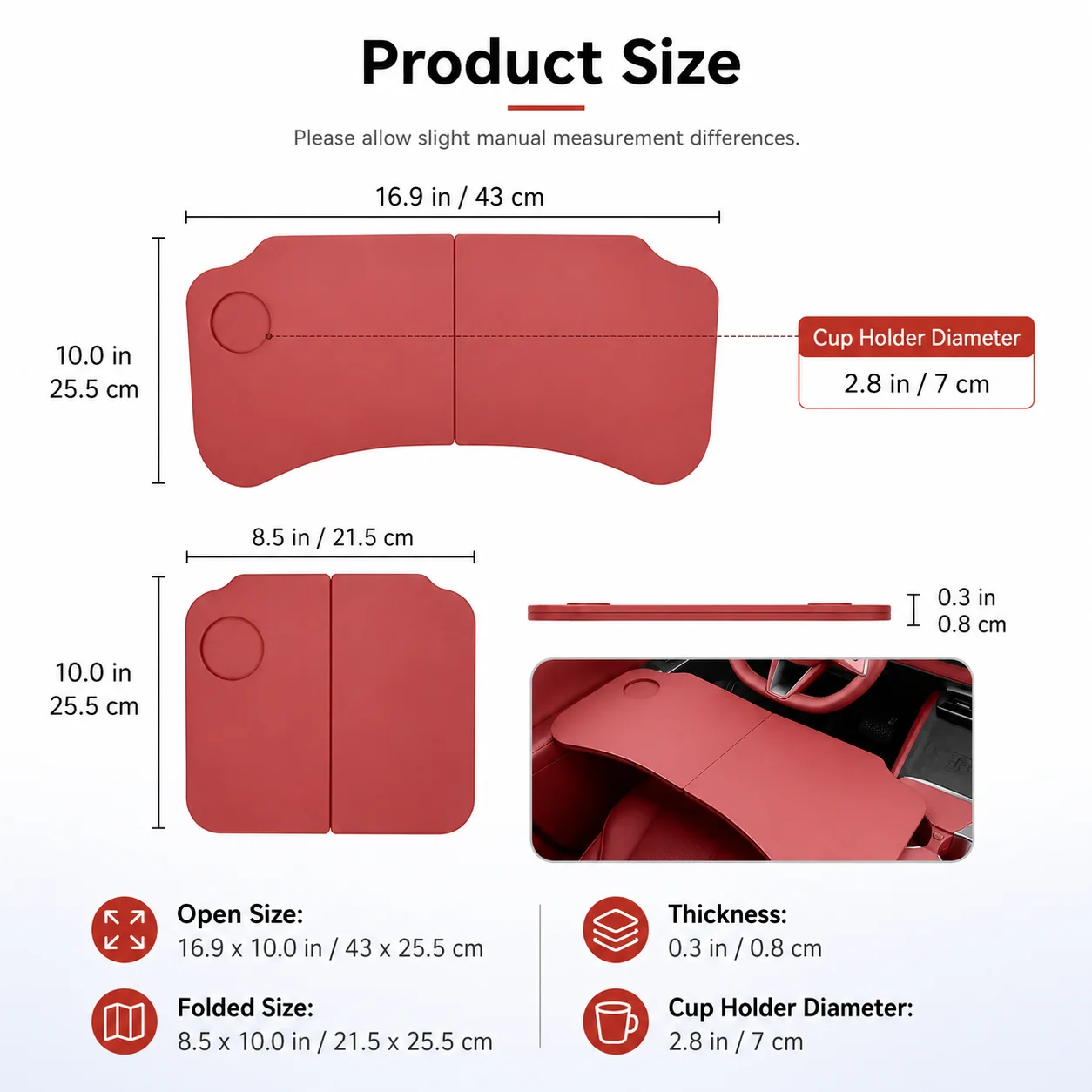 Tavolino Pieghevole per Auto Tesla Model Y, Scrivania per Volante, Vassoio per Laptop e Cibo, Accessorio Interno per Sedile Conducente e Passeggero - immagine 2