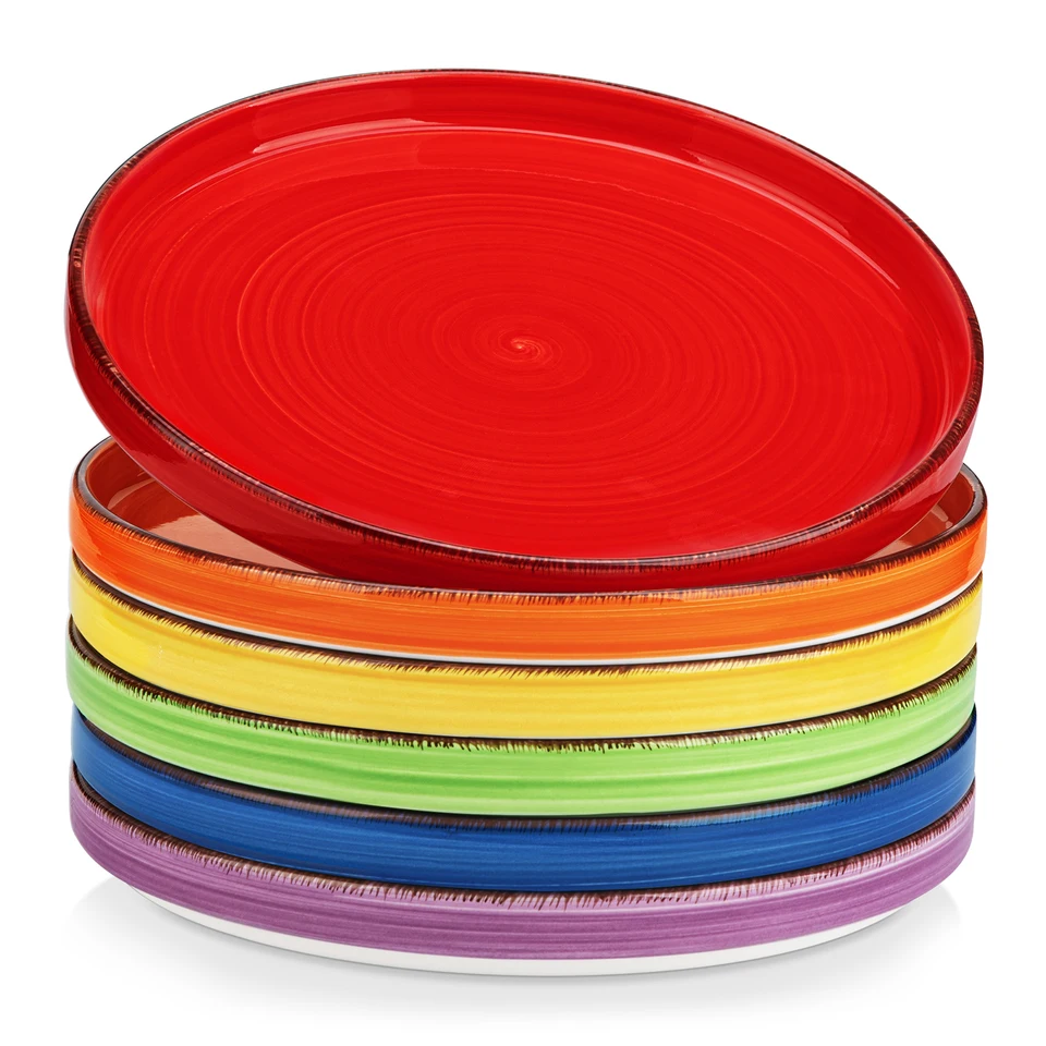 Vibrant Multicolor Handpainted Dessert Plate Set