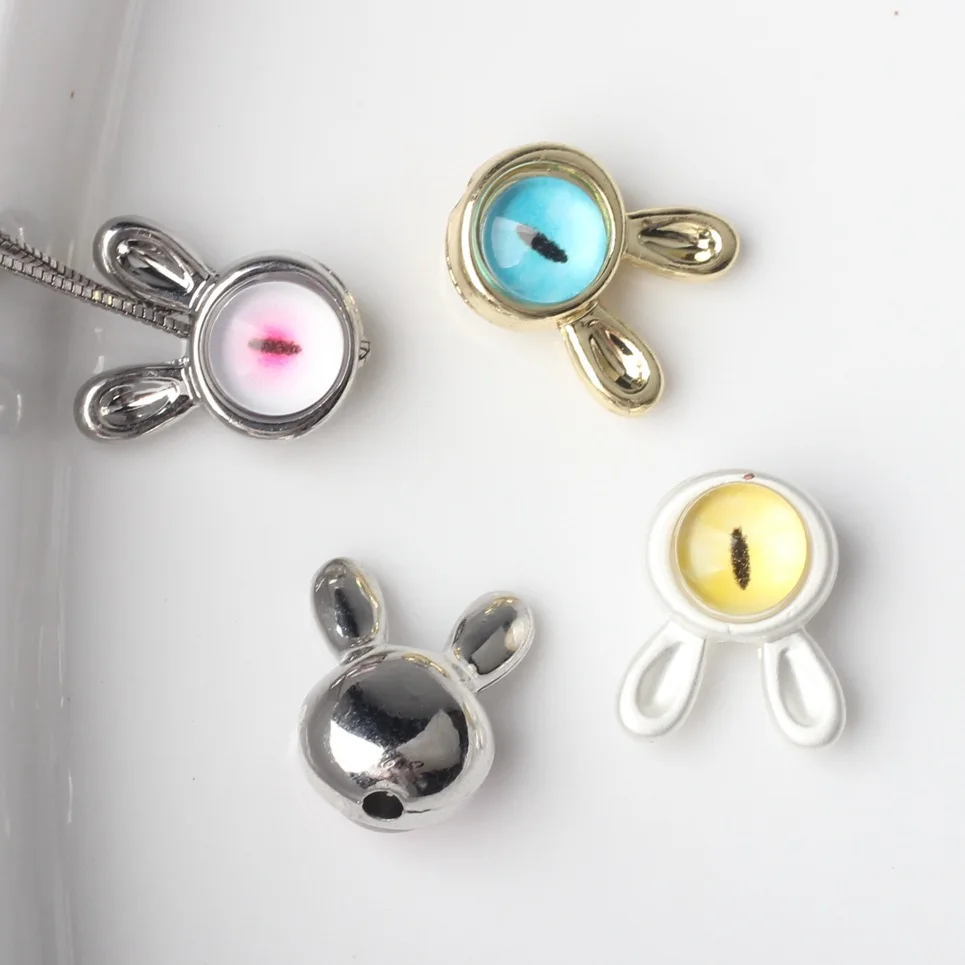 

10 Pieces/Bag Simplicity Alloy One Eyed Cute Rabbit Beading DIY Bracelet Necklace Jewelry Accessories