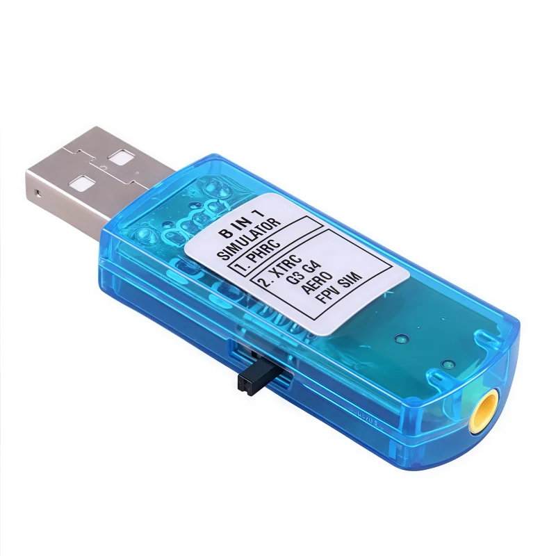 Simulateur de Vol USB 8 en 1 avec Câble Audio pour RC branché à un ordinateur
