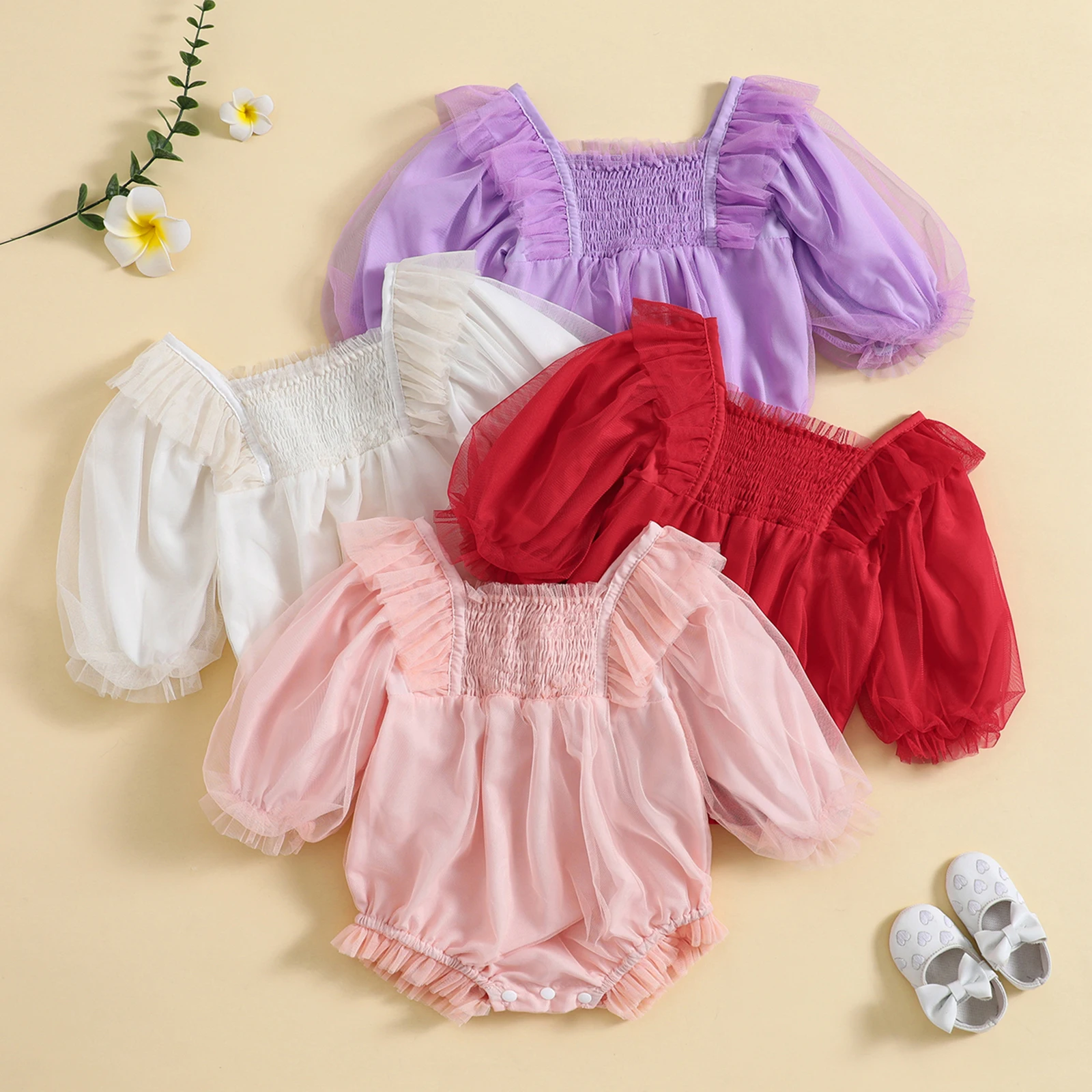 

Autumn Newborn Baby Girls Rompers Costume Princess Infant Gils Elegant Lace Ruffles Long Sleeve Jumpsuits Playsuits Overalls