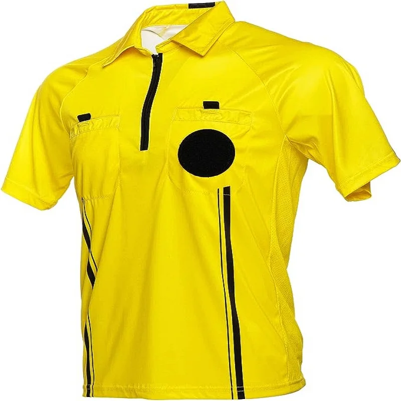 Soccer Referee uniform professional soccer referee shirts Football Basketball Tennis Umpire Jersey black yellow soccer jersey