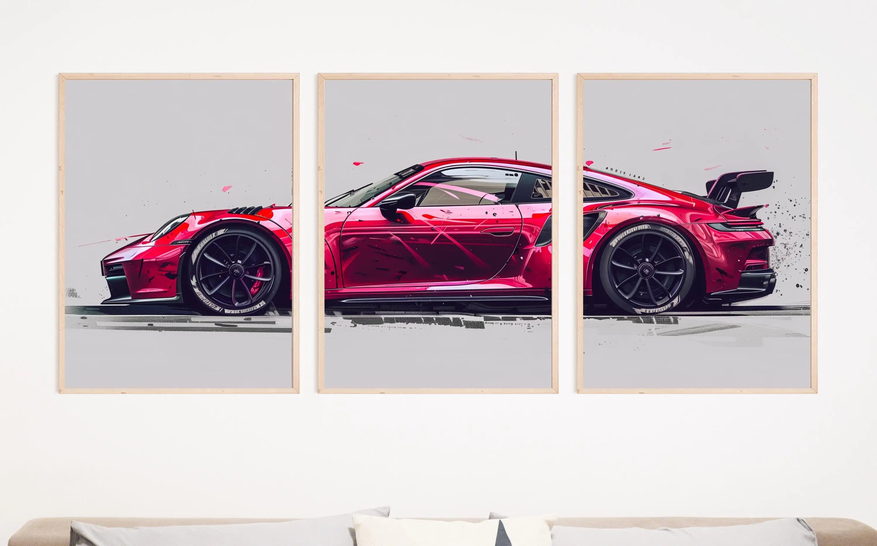 3 個セット 911 GT3 RS 車のポスタープリントキャンバス絵画壁アート