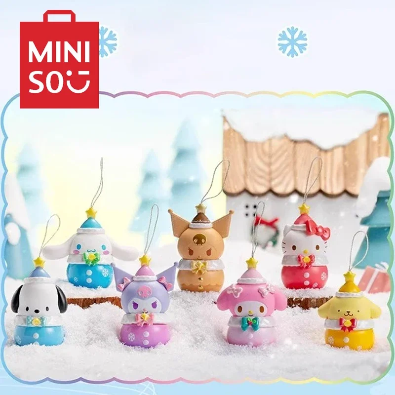 

Miniso Sanrios Hellokittys My Melody Cinnamoroll Kuromi Anime Winter Water Bell Series Hand Doll Model Toy Desktop Ornament Gift