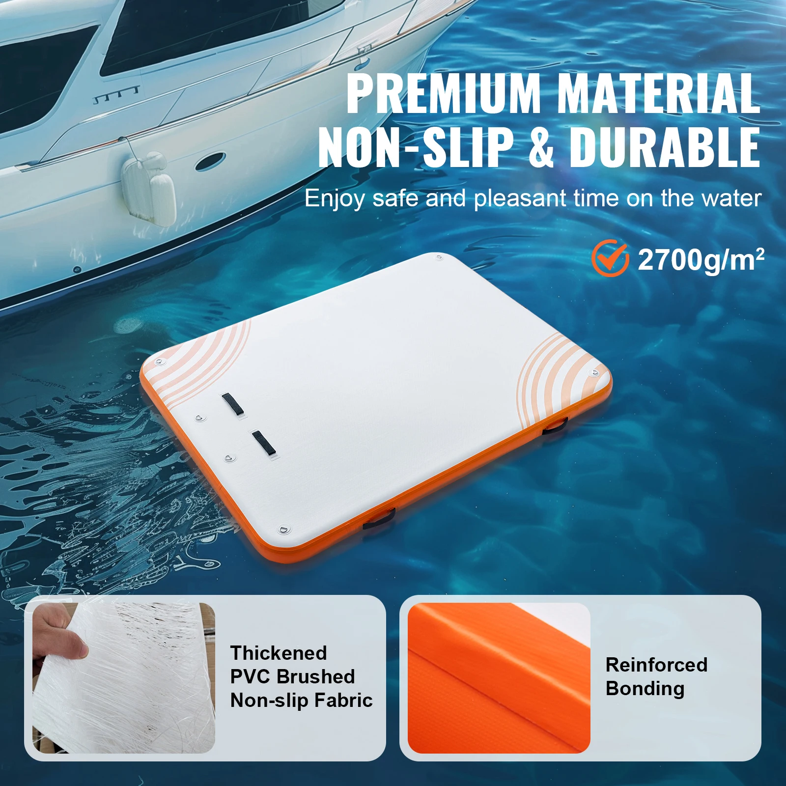 Swimming Pool Accessory SucceBuy Inflatable Floating Dock 10x8FT Non-Slip Water Detachable Ladder Portable Carrying Bag Floating Platform Island Raft