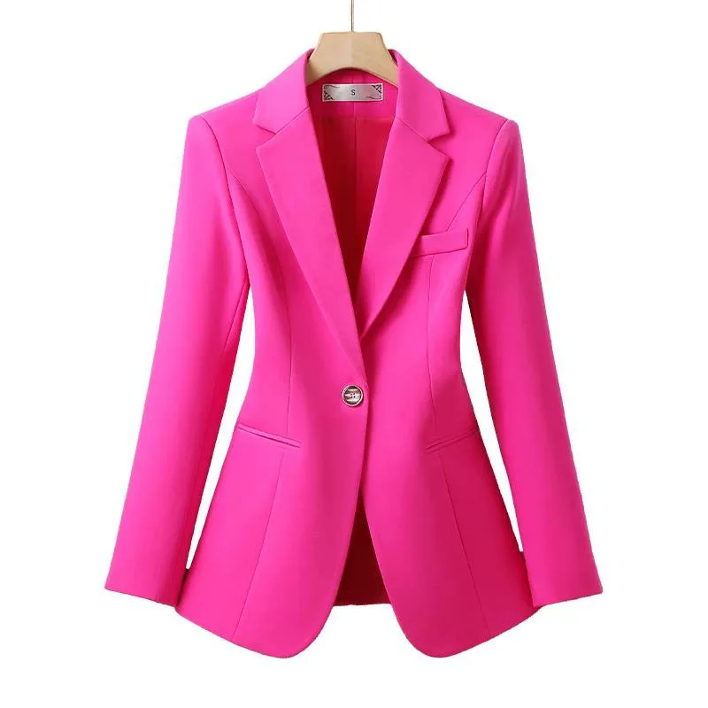 Elegant Solid Women's Blazer Long Sleeve Turn down Collar Slim Fit