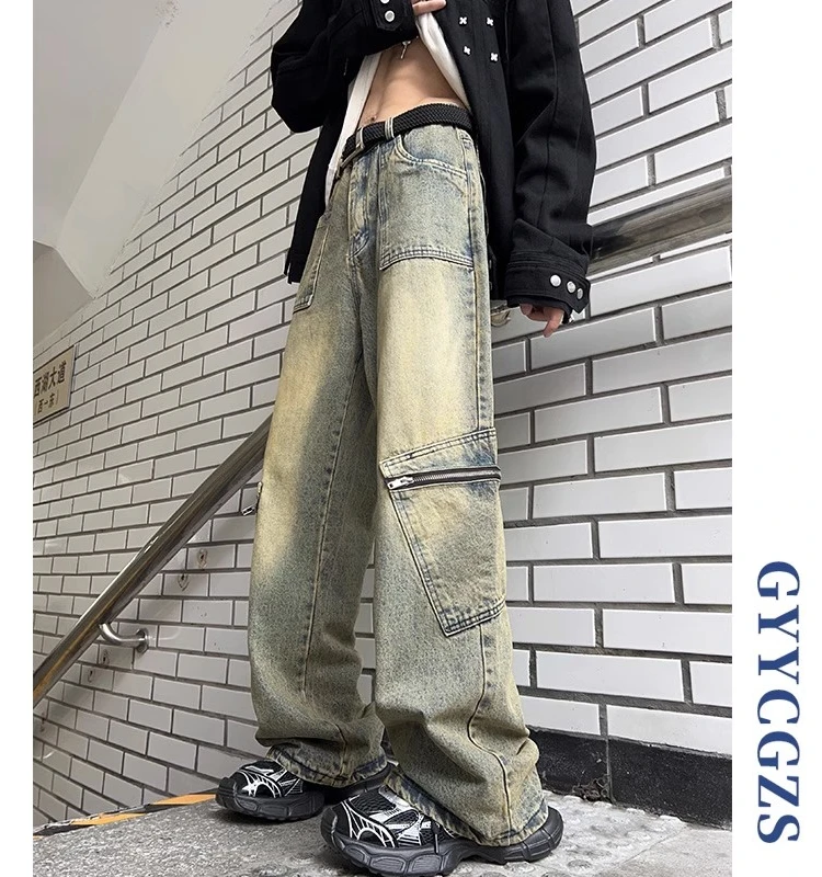 

Women Blue Jeans Harajuku Y2k 90s Aesthetic Streetwear Baggy Denim Trousers Korean Punk Jean Pants Vintage 2000s Trashy Clothes