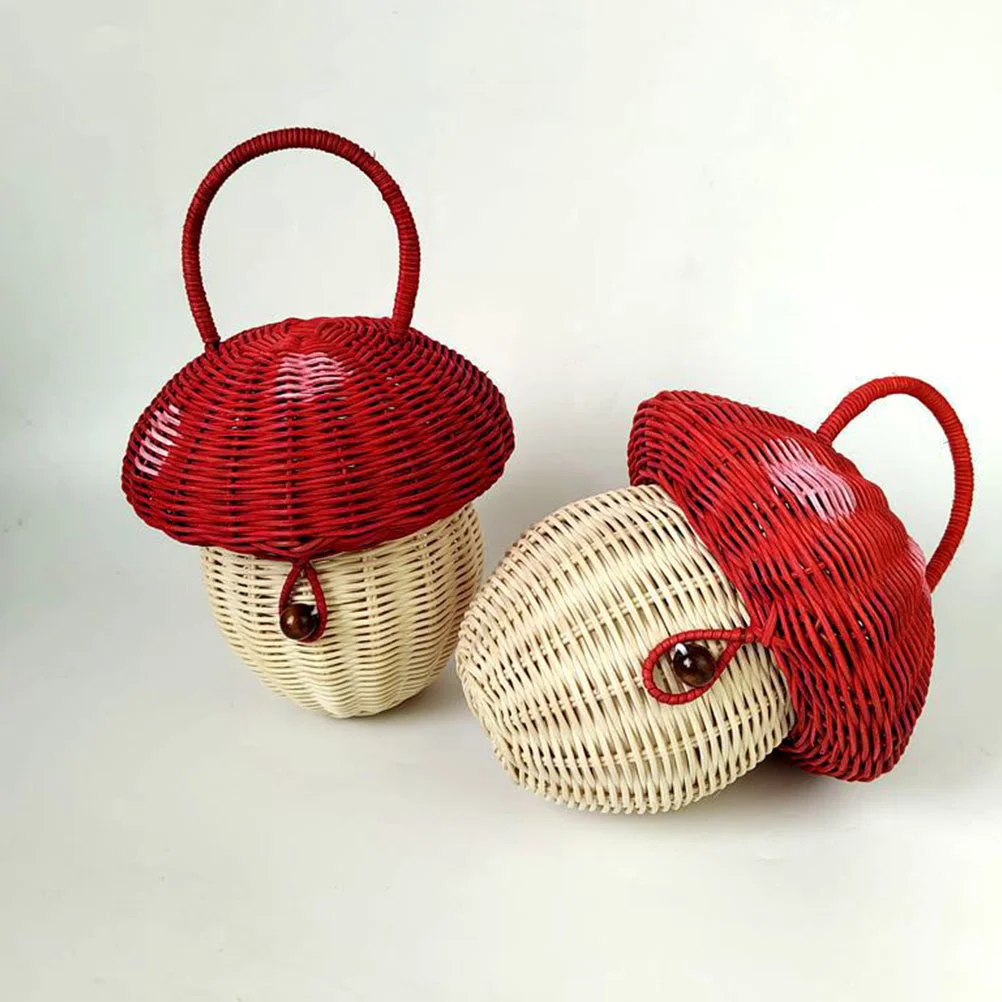 

Mushroom Storage Basket Kids Handbag Decor for Woven Onion Chocolate Costume Rattan Funny Candy
