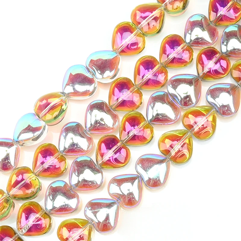 30 Stück 10 mm Pfirsich-Herz, glänzende Farben, Kristallglasperlen, Herzform, Charm-Perlen für Halskette, Armband, Ohrringe, DIY-Schmuckherstellung – Detail 9