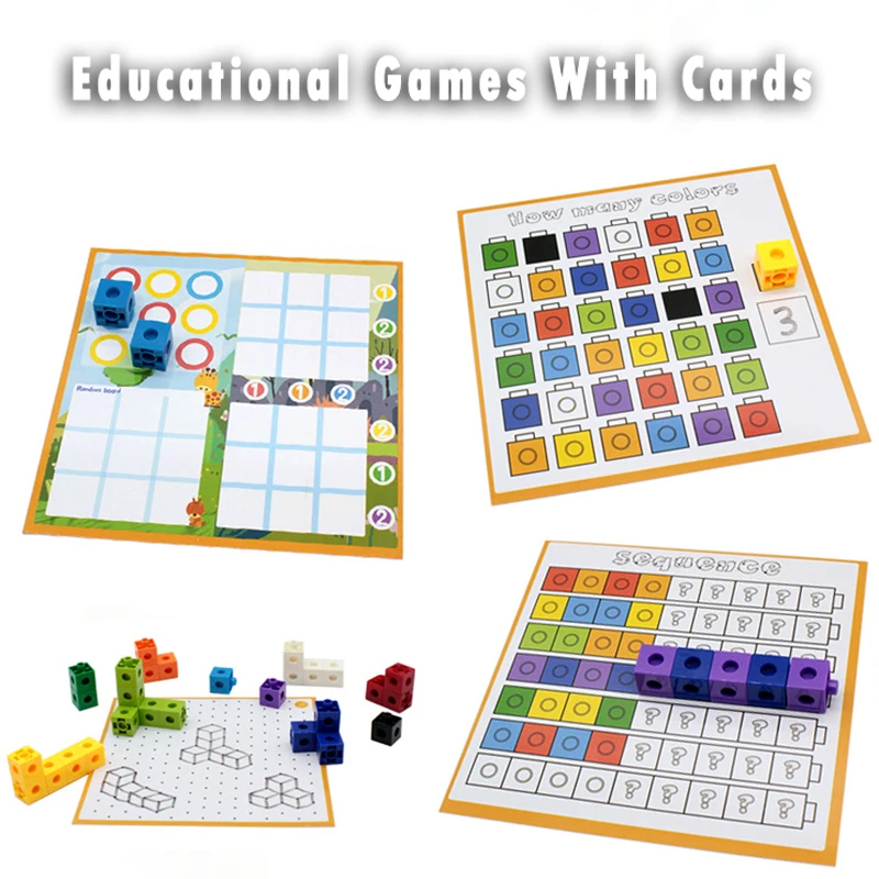 NICEIN® Blocs De Construction De Cube - 100 Mathématique Blocs Construction Et 1 Sac De Rangement,Bloc Construction Enfant,Matériel Sûr, Adapté Aux Enfants De Plus De Trois Ans