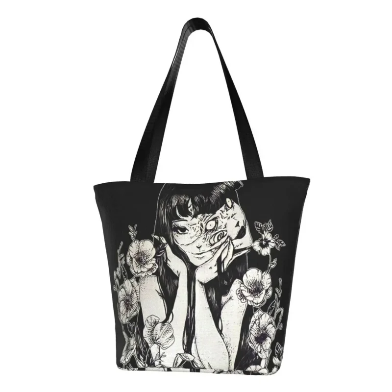 

Funny Flower Tomie Junji Ito Shopping Tote Bags Recycling Japan Horror Manga Canvas Groceries Shopper Shoulder Bag