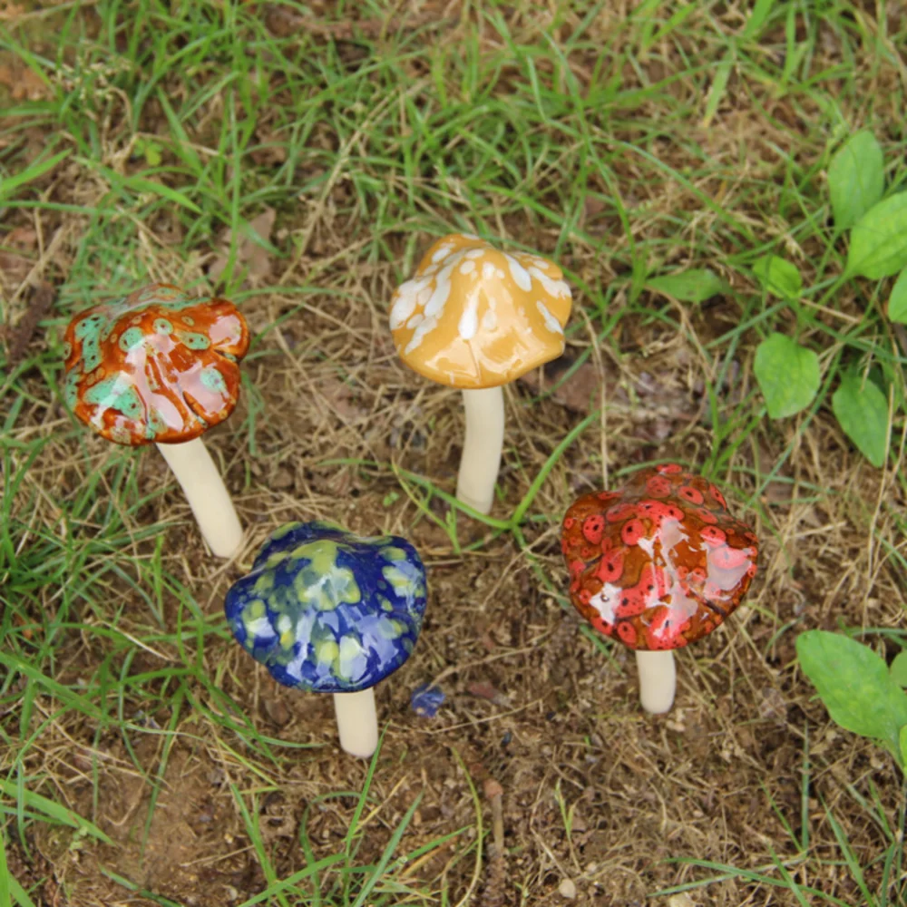 200Pcs Ceramic Toadstools Simulation Mushroom Model Bonsai Ornament DIY Home Garden Lawn Decor
