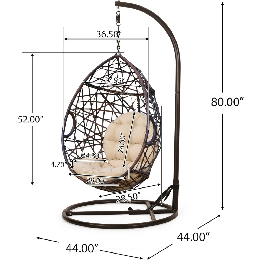 Tear Drop Hanging Chair with Stand, Cushion, for Patio Backyard Garden Livingroom Bedroom, Hanging Hammock Egg Chair 3