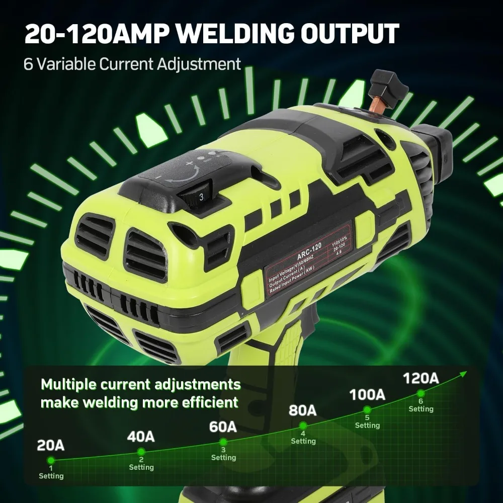 Handheld Welding Machine 110V Portable Welding Machine with IGBT Inverter 6 Variable Current Adjustment 20-120Amp ARC Welder Gun 5