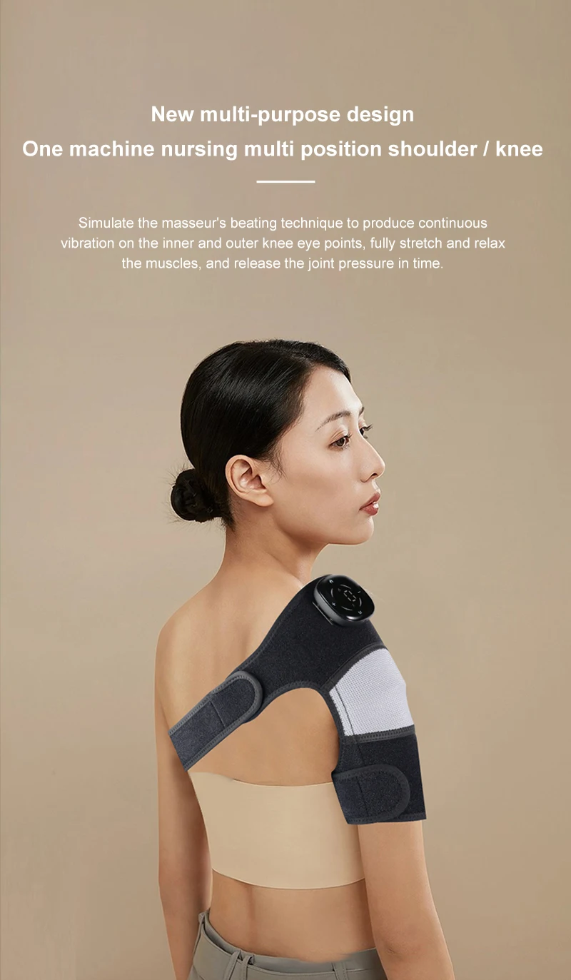 Black Thermal Knee Massager EMS 3 in 1 Shoulder Knee Elbow Heating Massage Support Brace Rechargeable Vibration Pad Arthriti