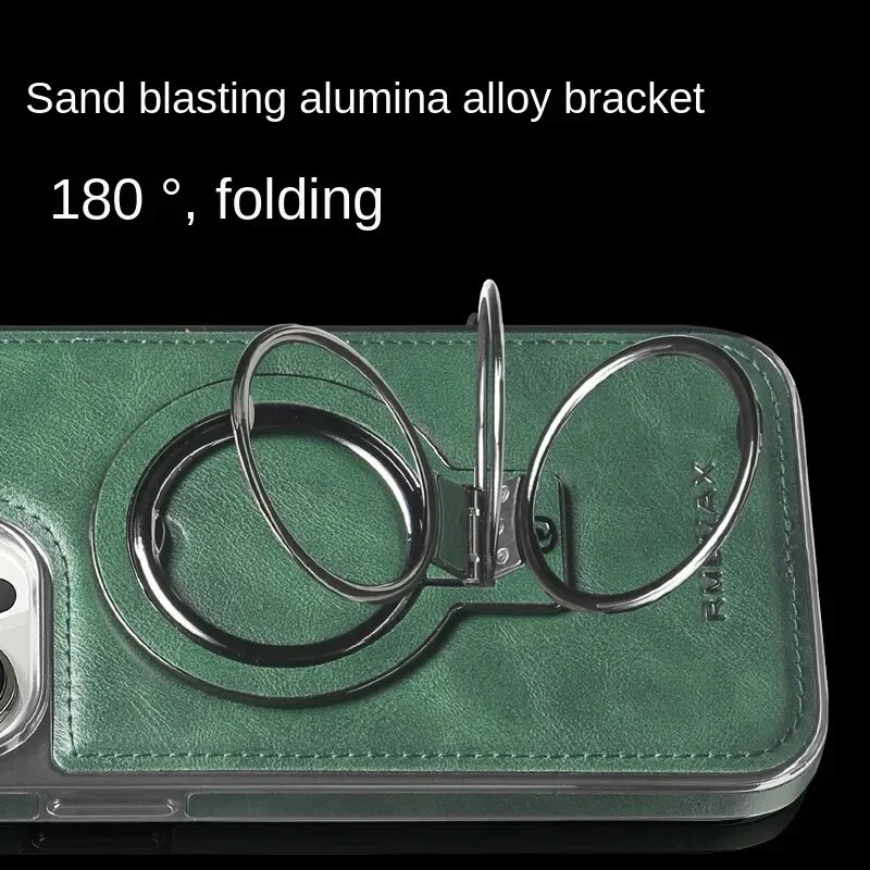 Luxury Leather Phone Case for iPhone Phone Case15 14 13 12 Pro Max Magnetic Invisible Ring Stand Phone Cover