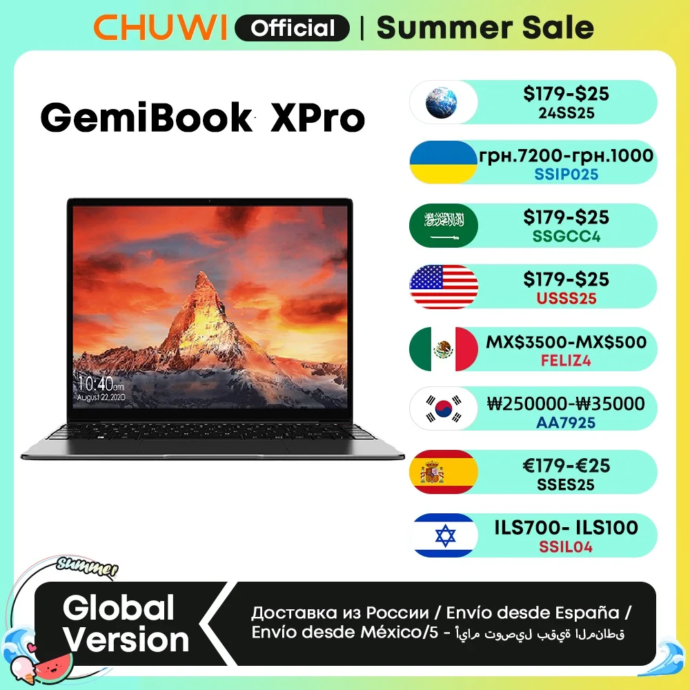 CHUWI GemiBook XPro 14 인치 UHD 스크린 노트북, 8GB RAM, 256GB SSD, 인텔 셀러론 N100 윈도우 11 컴퓨터, 냉각 팬 노트북 포함 