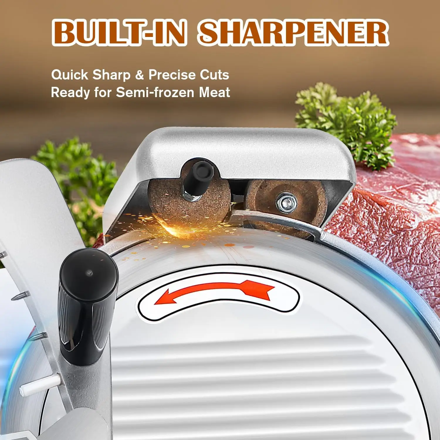 Cgoldenwall Commercial Meat Slicer 240W Meat Slicer Machine, 0-0.7"" Adjustable Thickness Electric Deli Meat Cheese Food 4