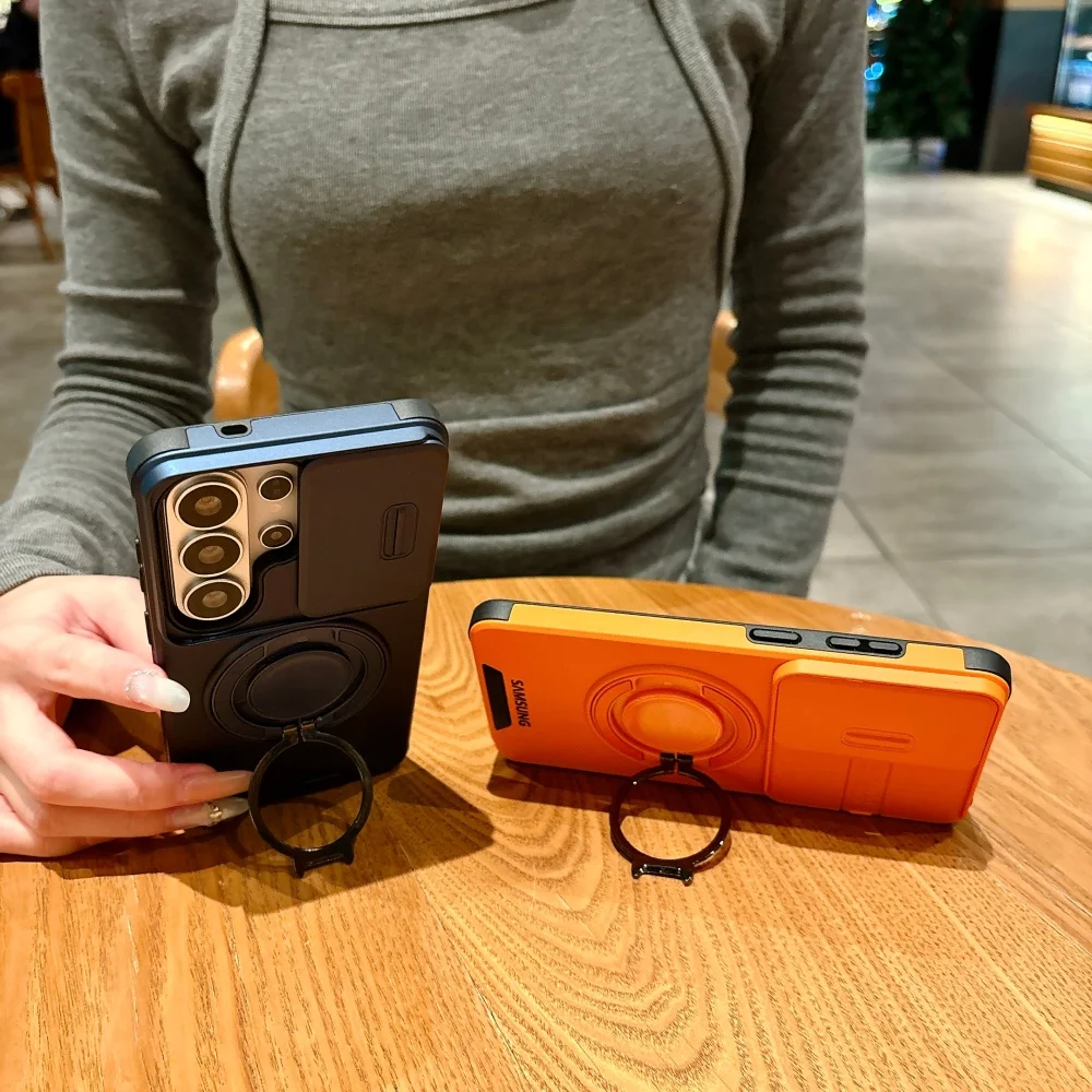 Magnetic Stand Holder Case with Slide Camera Protection - Armor Shockproof Cover