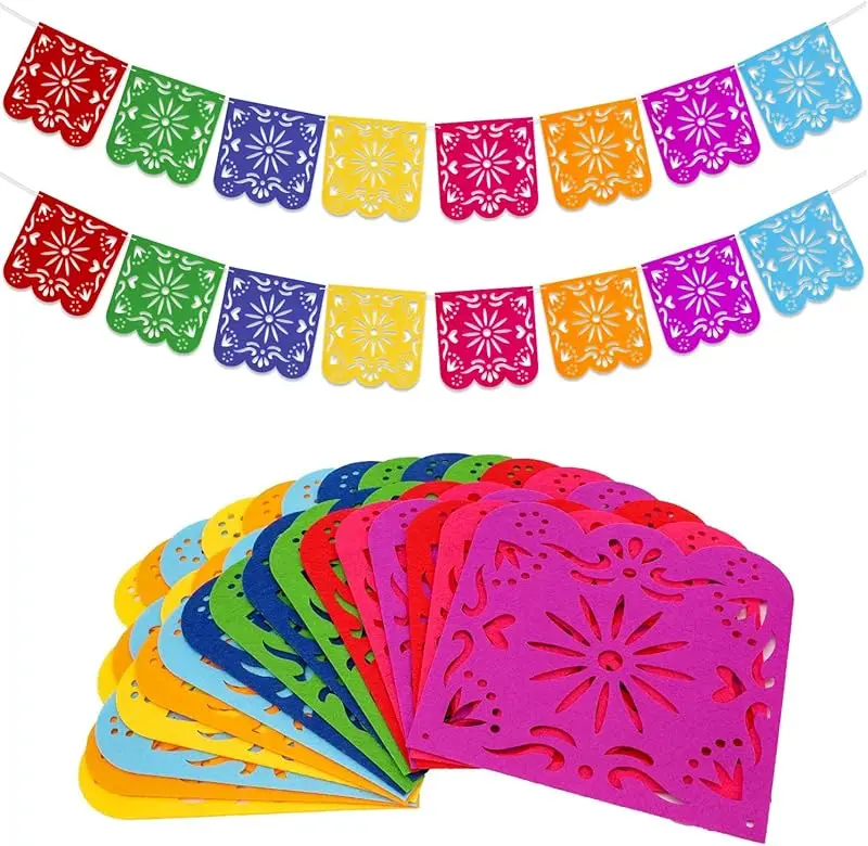 Mexican Party Decorations Banner, Colorful Día De Los Muertos Papel Picado Banner, Carnival Birthday Baby Shower Party Decor