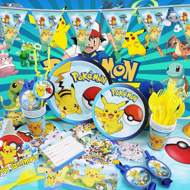 Pikachu Birthday Party Decorations – Balloons, Tableware & Backdrop Set 3