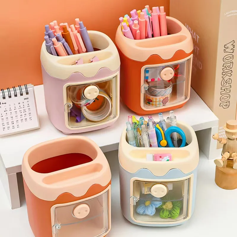 Piggy Drawer Pen Holder Girl Heart Student Multifunctional Storage Office Stationery Rreative Cartoon Multi Grid Cute