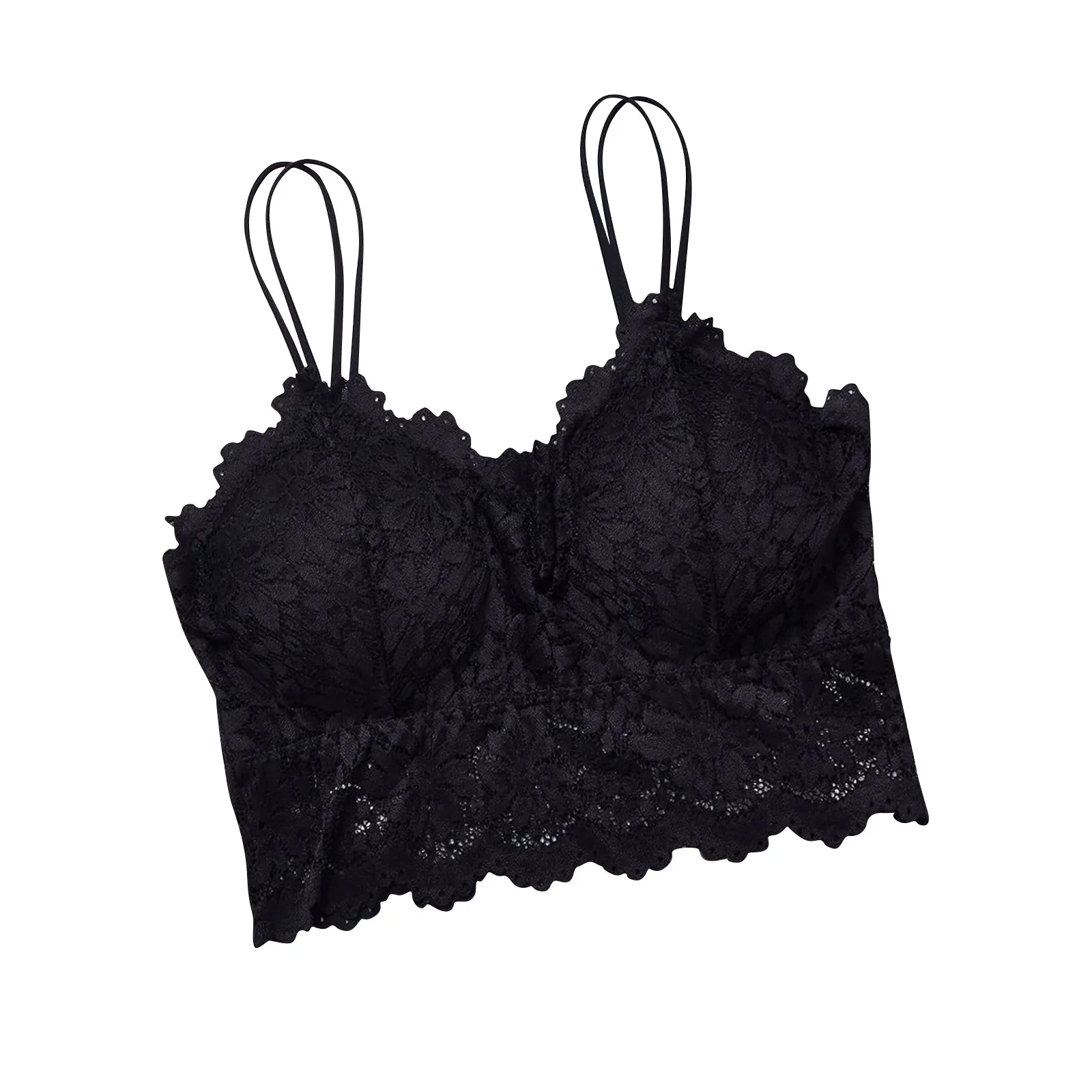 Women Comfortable Sexy Lace suspender Bralette cushion wrapped around the chest Wireless Solid color New Underwear