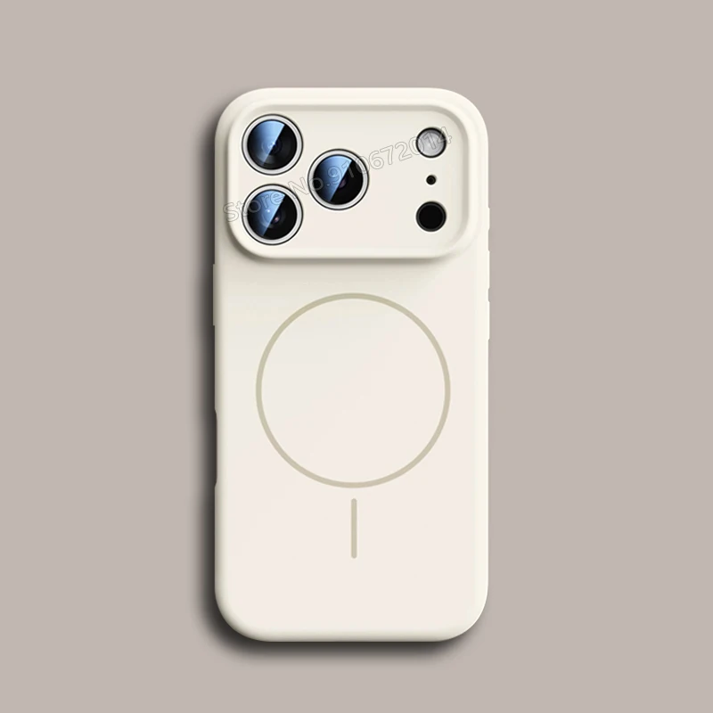 Vibrant Orange Magnetic Liquid Silicone Phone Case with Magsafe Charging Compatibility