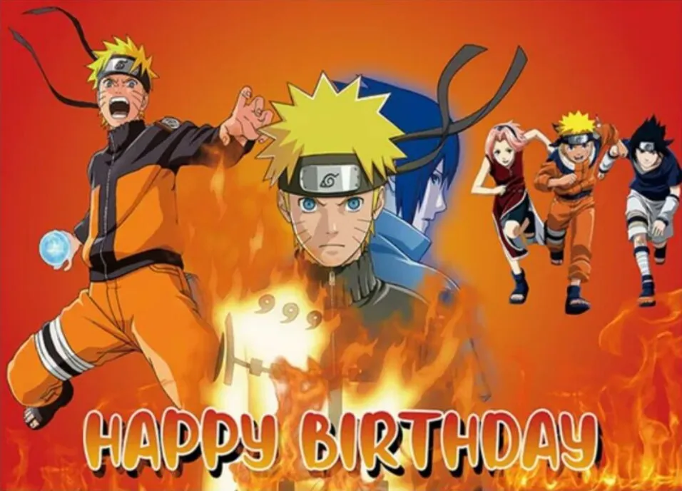thumbnail image 1 of Decoración de fiesta de cumpleaños animada con dibujos animados de Naruto, vajilla desechable personalizada, pancarta, accesorios de estudio para baby shower de anime de sangre caliente, 1 of 5