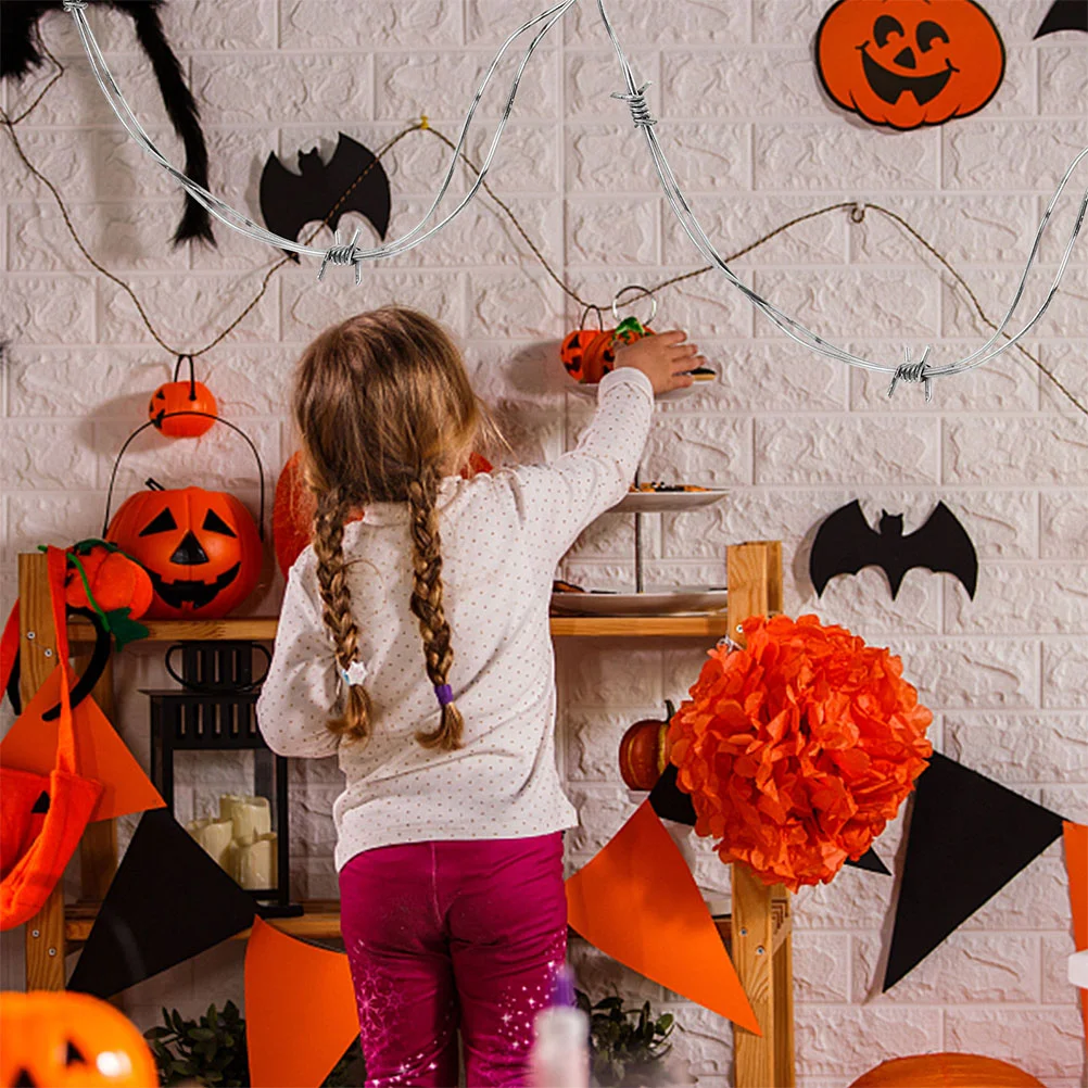 

4 Pcs Simulation Wire Chain Halloween Decorations Props Pillar Fake Barbed Wires Pvc Garland