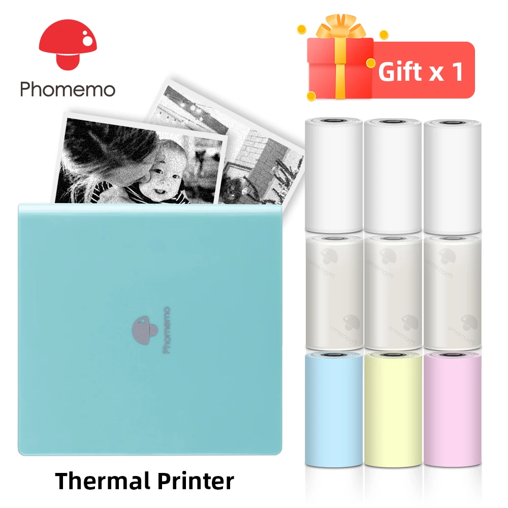 portable photo printer Phomemo M02 Portable Printer 203dpi Wireless Bluetooth-Compatible Thermal Mini Pocket 53mm Photo Mobile Printer for Home Office mini color printer