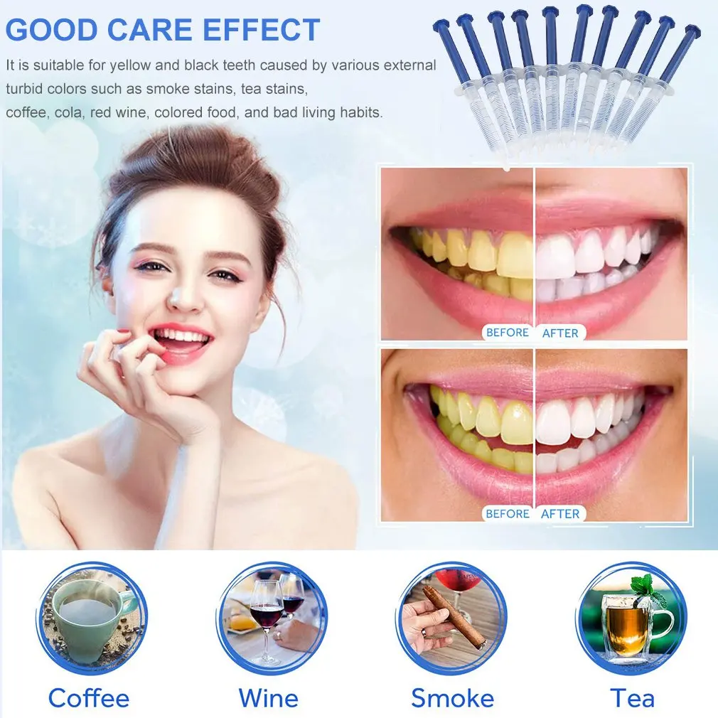 10pcs/Bag 5D Gel Teeth Whitening kit White Tooth Dental Tool Oral Hygiene Care For False Teeth Veneers 44% Peroxide teeth whitening kit